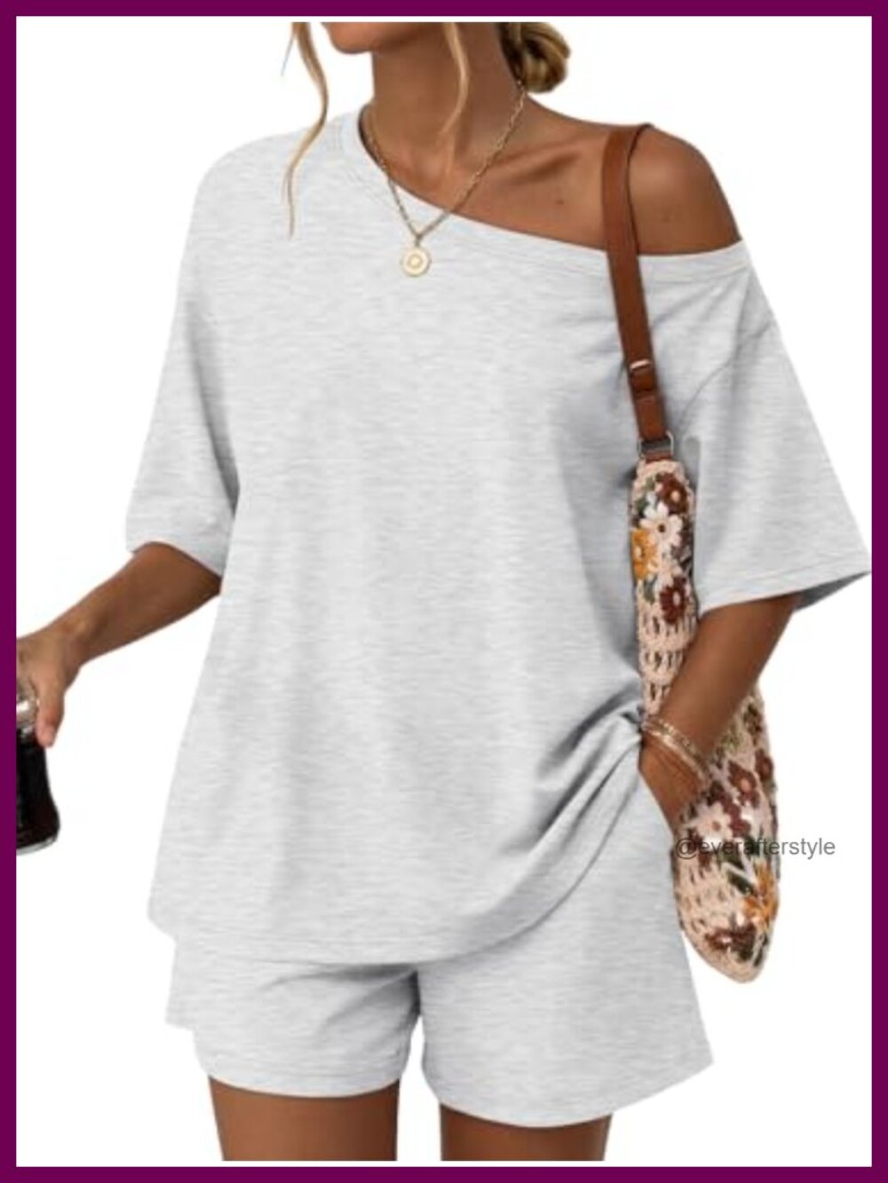 Womens 2 Piece Off Shoulder Top & Shorts Set Lounge Matching Rayon Spandex